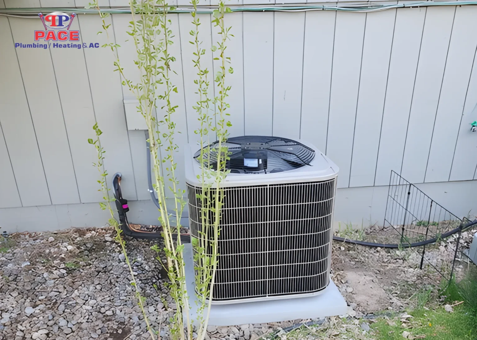 Air conditioning unit beside a wall